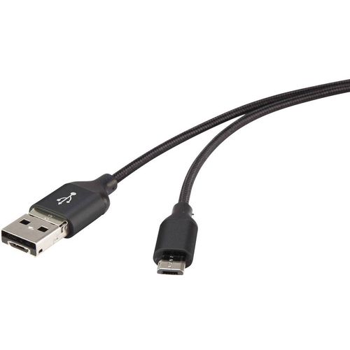 Renkforce USB kabel USB 2.0 USB-A utikač, USB-Micro-B utikač 1.00 m crna s otg funkcijom, pozlaćeni kontakti RF-4489587 slika 4