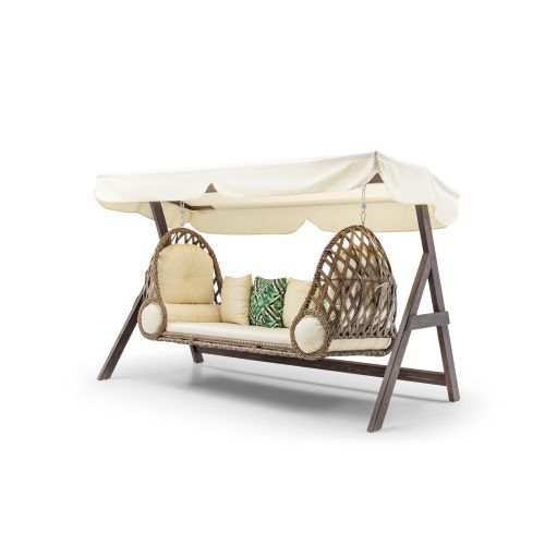 Saltanat - Cream Cream Garden Triple Swing Chair slika 2