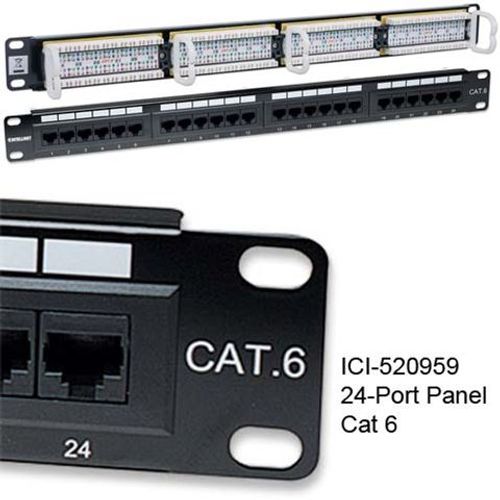 Intellinet prespojni panel, Cat6, UTP, 24 porta, 19'', 1U, crni slika 1