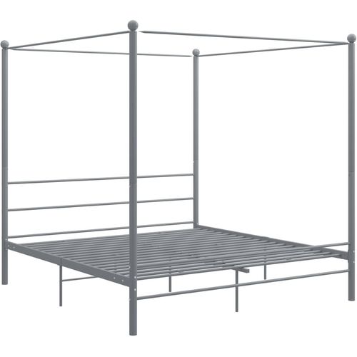 Okvir za krevet s nadstrešnicom sivi metalni 200 x 200 cm slika 2