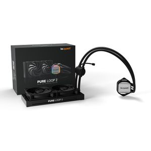 be quiet! BW017 PURE LOOP 2, 240mm [with Mounting Kit for Intel and AMD], Doubly decoupled PWM pump, Two Pure Wings 3 PWM fan 120mm, Unmistakable design with ARGB LED and aluminum-style