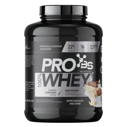 100% PRO WHEY 2.27KG BASIC SUPPLEMENTS -  White Chocolate & Cookie slika 1