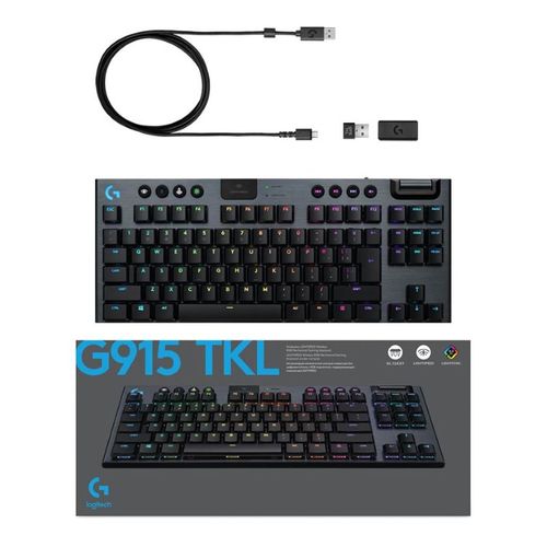 Logitech G915 LIGHTSPEED Tenkeyless Wireless Gaming Kbd - GL Clicky - Carbon, US slika 3