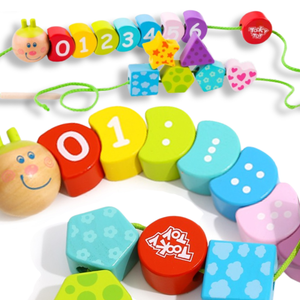 Tooky toy drveni blokovi za navlačenje gusjenice koja uči brojati 20 kom.