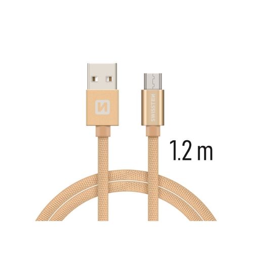 SWISSTEN kabel USB/microUSB, platneni, 3A, 1.2m, zlatni slika 1