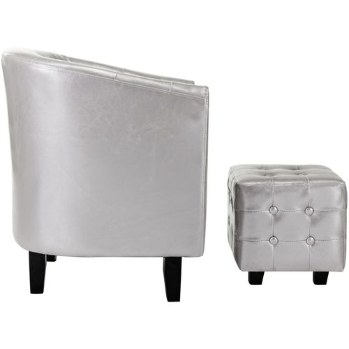 Fotelja od umjetne kože s osloncem za noge srebrna slika 36