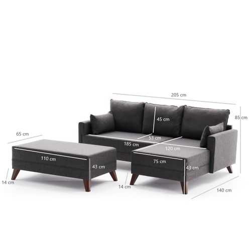 Atelier Del Sofa Kutna garnitura na razvlačenje, Antracit, Bella Mini Corner Sofa Right - Anthracite slika 8