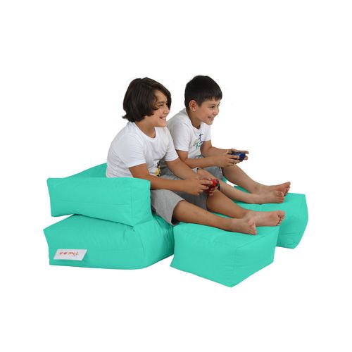 Atelier Del Sofa Vreća za sjedenje, Kids Double Seat Pouf - Turquoise slika 4