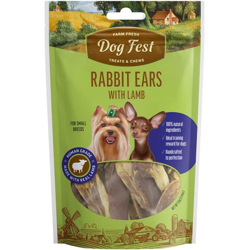 Dog Fest Rabbit Ears With Lamb, Small, poslastica za pse malih pasmina, zečje uši s janjetinom, 55 g slika 1