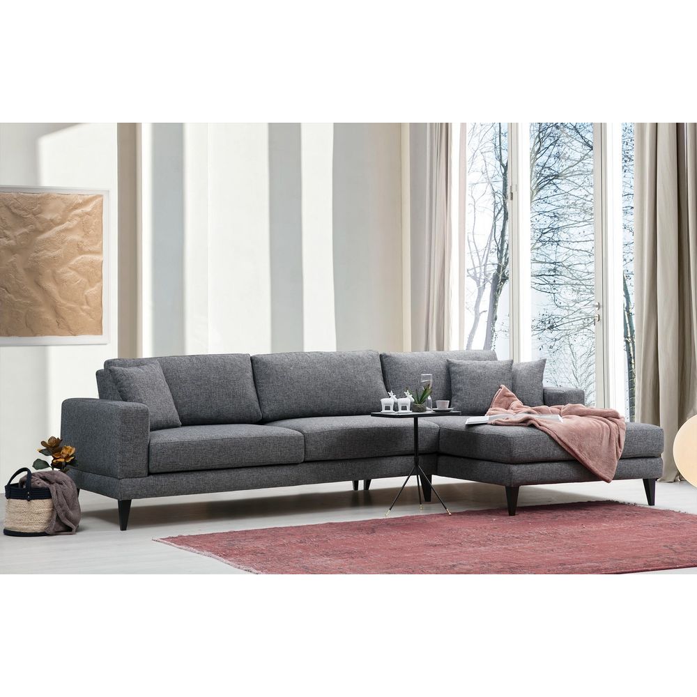 Nordijska Kutna Sofa na Razvlačenje Desna (L3+Chl) Tamno Siva slika 2