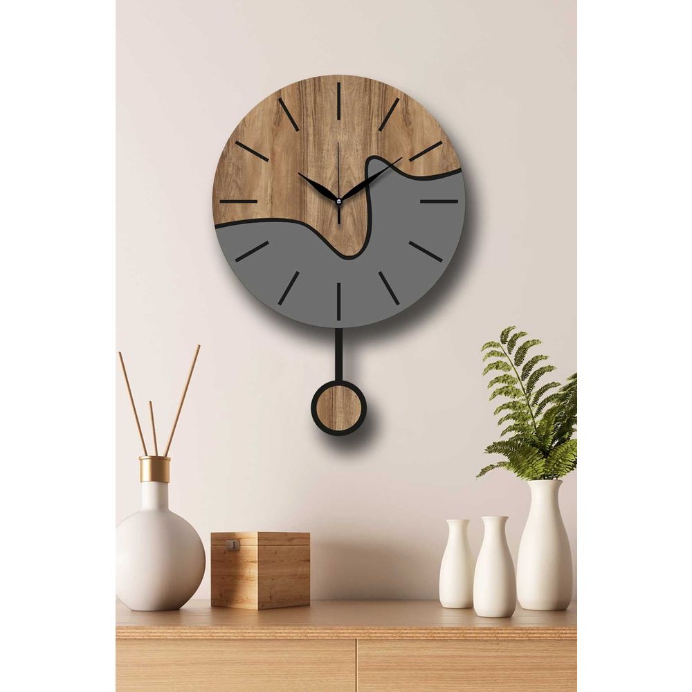 Decorative wall clock Vlnt109, colours: walnut, grey slika 2