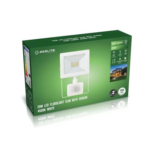 Asalite LED reflektor sa senzorom, 20W, 4500K, bijeli slika 5