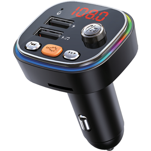 FM Transmitter FIREBIRD by ADDA FM-001-RGB, Ambient Tune, Bluetooth 5.0, 2xUSB-A, crni  slika 1