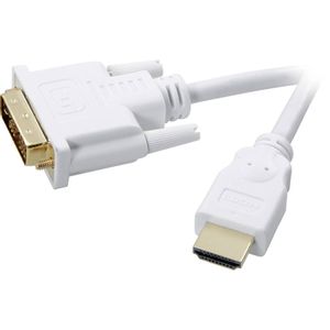 SpeaKa Professional DVI / HDMI adapterski kabel DVI-D 18+1-polni utikač, HDMI A utikač 2.00 m bijela SP-7870336 pozlaćeni kontakti DVI kabel