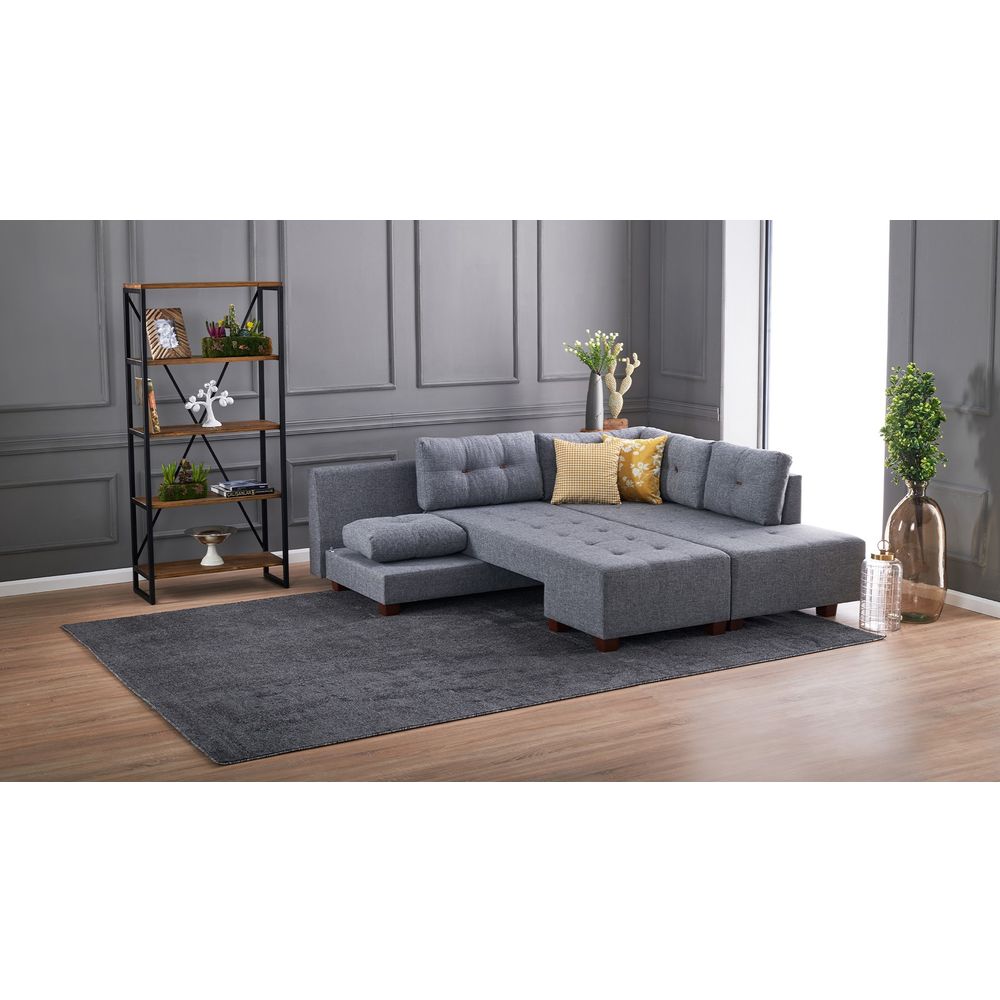 Ugaona Sofa na Razvlačenje Manama - Desni Kut, Siva slika 2
