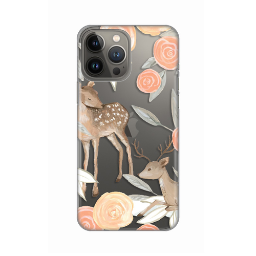 Torbica Silikonska Print Skin za iPhone 13 Pro Max 6.7 Flower Deer slika 1