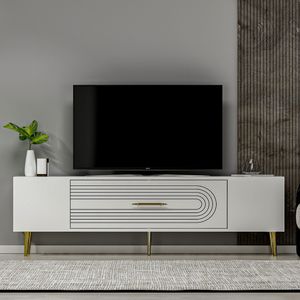 TV Stalak Dekol3 u Bijeloj i Zlatnoj Boji
