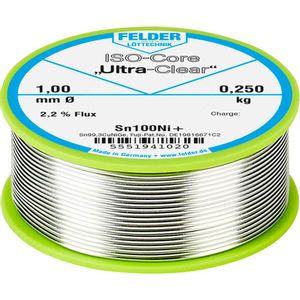 Felder Löttechnik ISO-Core ''Ultra-Clear'' Sn100Ni+ lemna žica, bezolovna svitak  Sn99,25Cu0,7Ni0,05  0.250 kg 1 mm