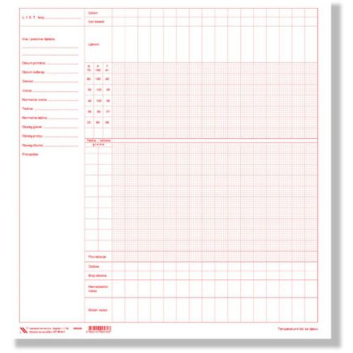 III-4-1 TEMPERATURNI LIST ZA DJECU; List, 33 x 35 cm slika 1