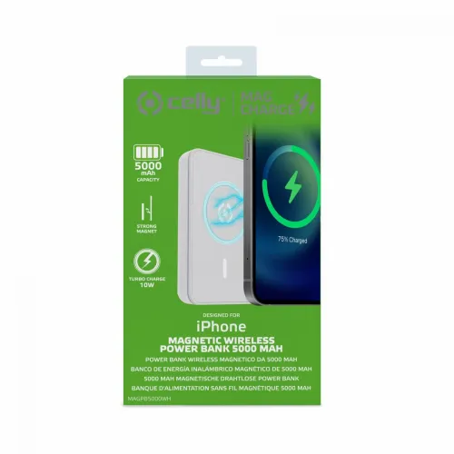 Celly magnetic wireless power bank 5000 mAh bela slika 3