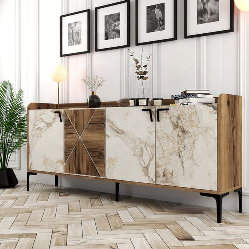 Woody Fashion Komoda VENEDIK MARBLE, Venedik - Walnut, White Marble slika 2