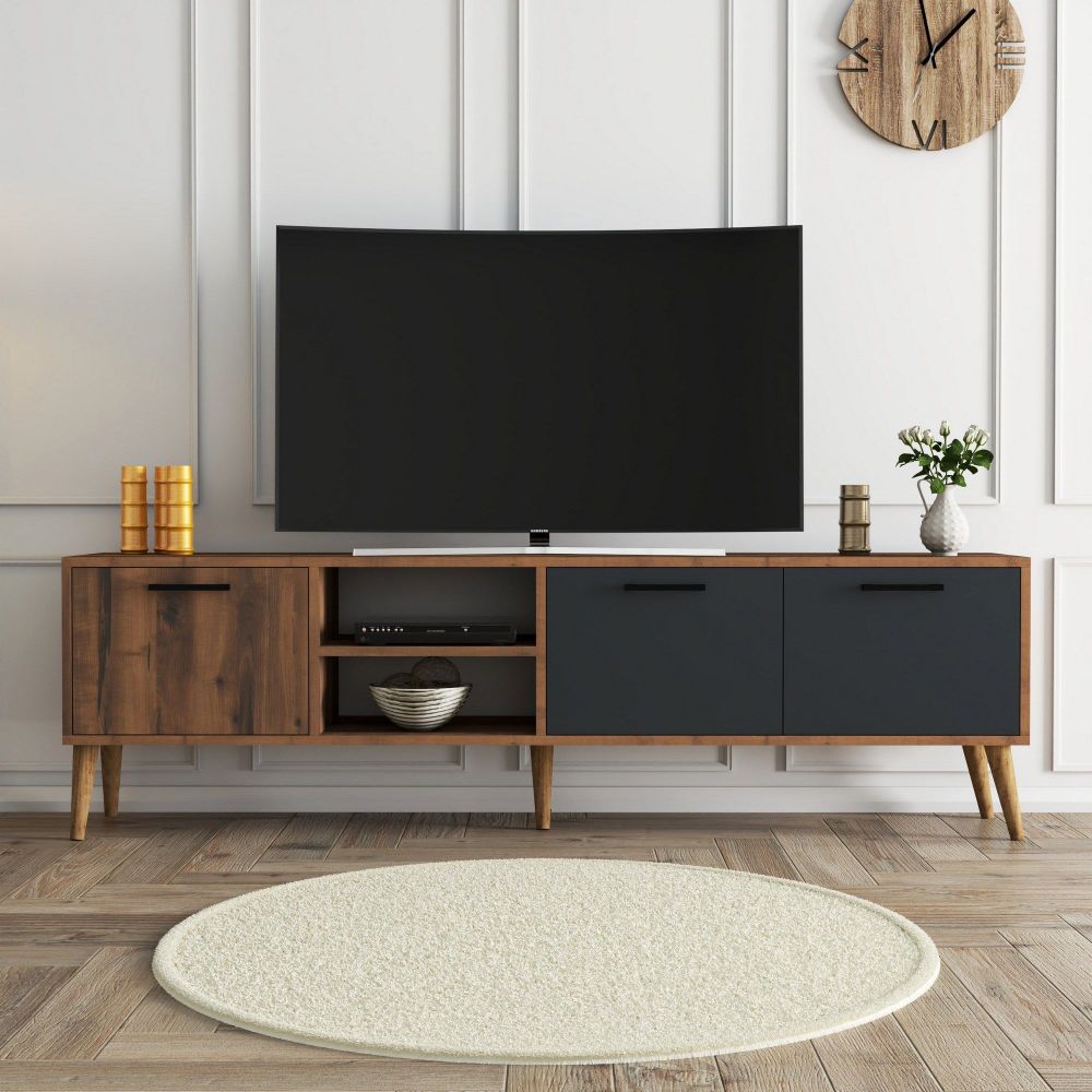 TV Stalak Exxen - 1581 u boji orah i antracit slika 1