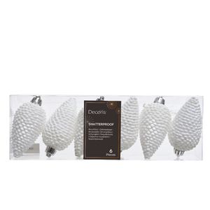 Novogodišnji set šišarki za jelku 6pcs 8cm 028600 - Winter white - KMG