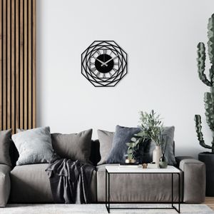 Wallity Enzoclock - S012 Black Decorative Metal Wall Clock