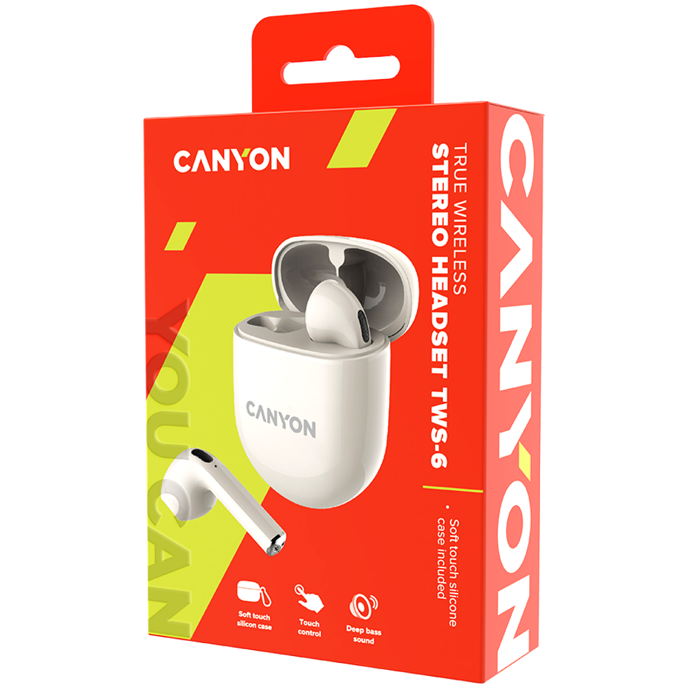 CANYON TWS-6 Bežične Bluetooth Slušalice, Bež slika 5