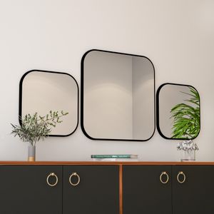 Atlantis Large - Black Black Decorative Chipboard Mirror