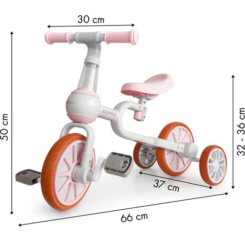 EcoToys 4u1 dječji bicikl bijelo-rozi slika 5