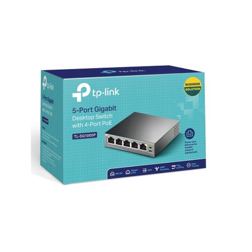 Switch TP-LINK TL-SG1005P Gigabit 5x RJ45 10 100 1000Mbps 4x PoE 56W PoE metalno kuciste slika 2