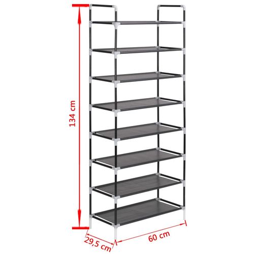 Stalak za cipele s 8 polica od metala i netkane tkanine crni slika 13