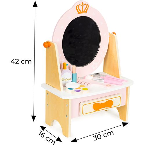 Dječji drveni toaletni stolić sa šminkom i dodacima slika 5
