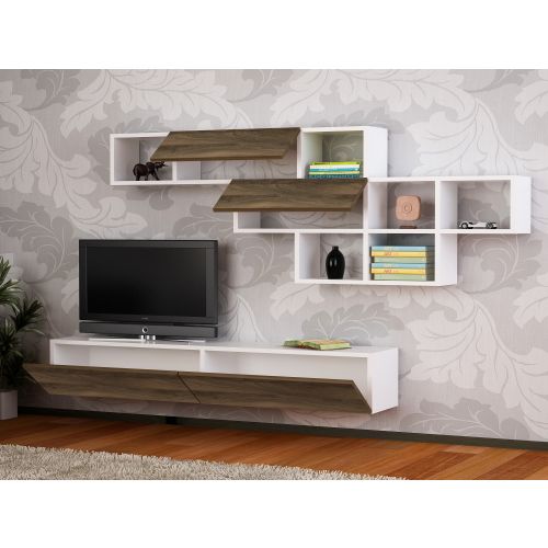 Woody Fashion TV jedinica, Bijela boja Orah, Aristo - White, Walnut slika 2