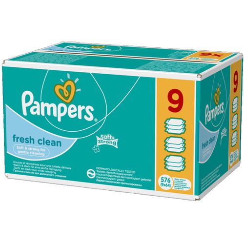 Pampers Dječje vlažne maramice Fresh Clean, 9 x 64 komada slika 1