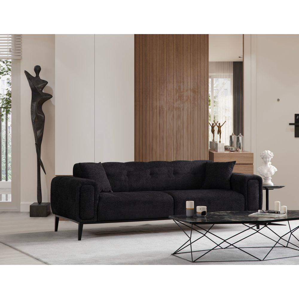 Athena 3-Sjedalni Crni Sofa na Razvlačenje slika 1
