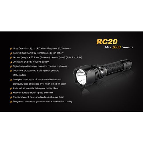 Fenix svjetiljka ručna RC20 LED slika 20