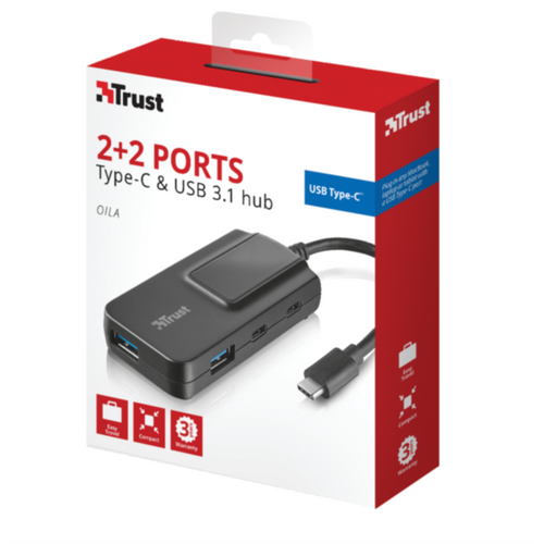 Trust 21321 Oila 2 + 2 port USB-C 3.1 Hub slika 4