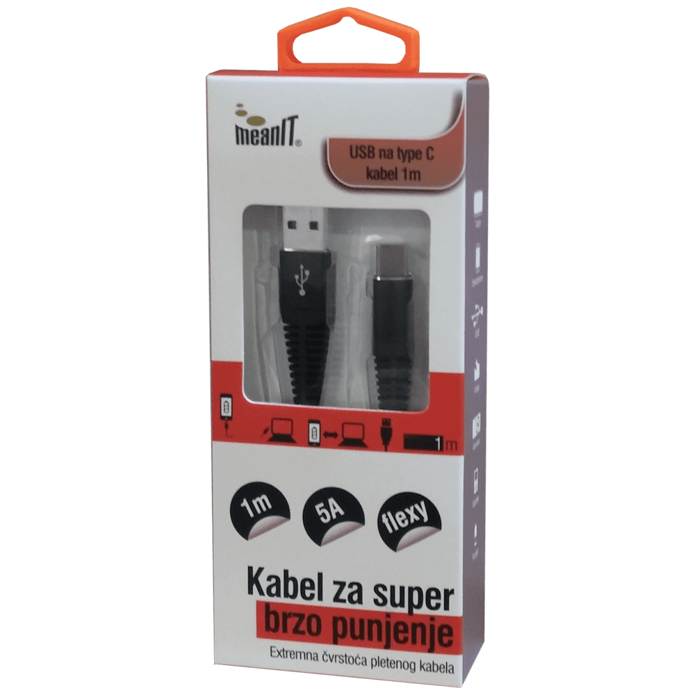 MeanIT USB kabl za smartphone USB type C, 5 A - Kabel USB za brzo punjenje slika 1