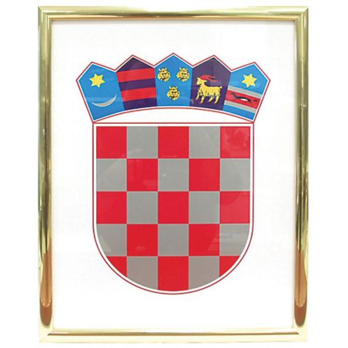 Grb Republike Hrvatske metalni okvir srebrni, 30x40 cm slika 1