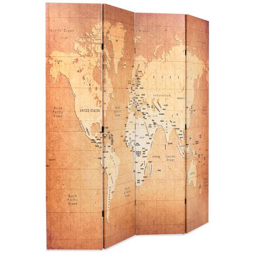 Sklopiva sobna pregrada s kartom svijeta 160 x 170 cm žuta slika 29
