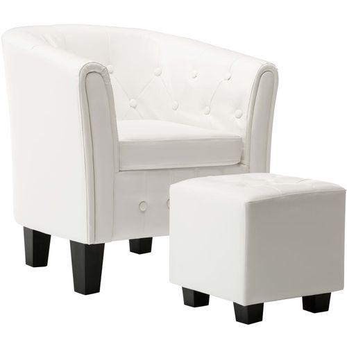 Fotelja od umjetne kože s osloncem za noge bijela slika 19