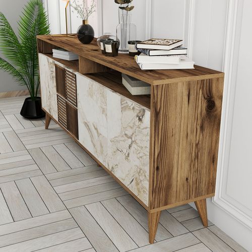 Woody Fashion Komoda MILAN MARBLE, Milan - Walnut, White Marble slika 4