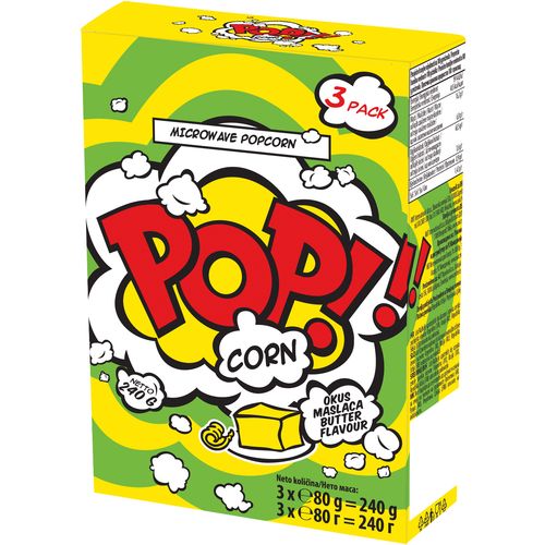 Pop!!! Corn kokice sa maslacem za mikrovalnu 3kom, 240g slika 1