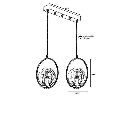 Ring 2 Li Sıralı Bal Camlı Eskitme Sarkıt Bakarna Luster slika 4