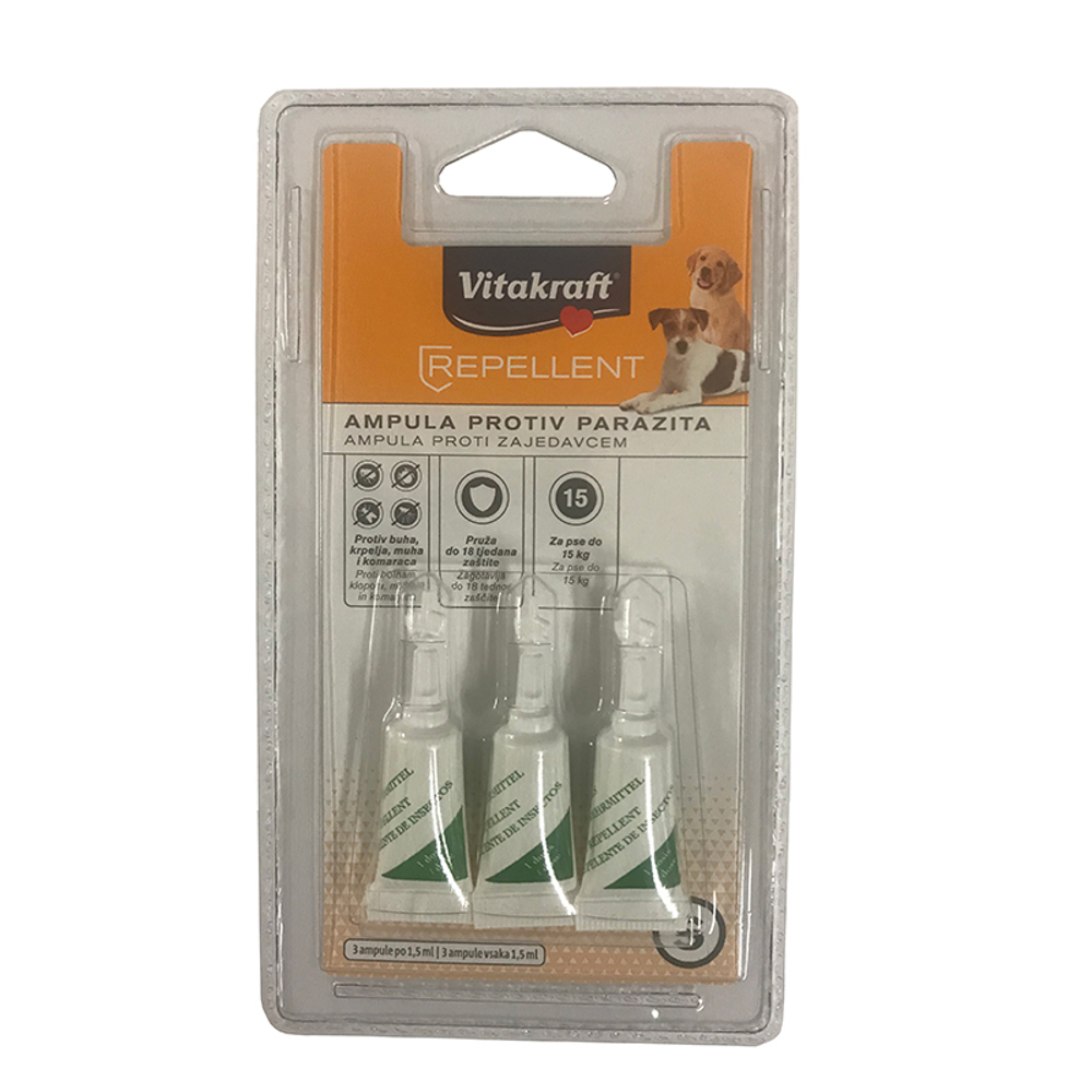 Vitakraft Repellent Spot On biocidne ampule za male pse 3x1,5ml slika 1