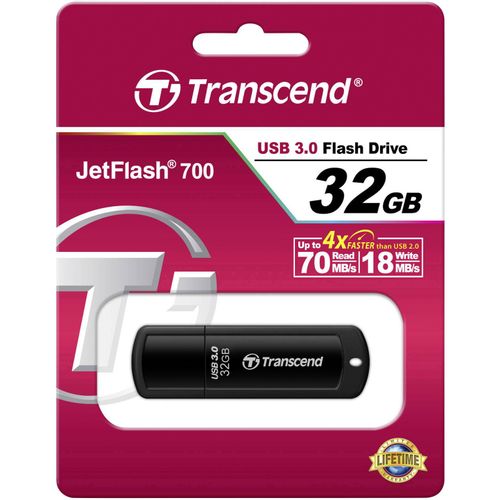 Transcend TS32GJF700 USB 32 GB, JetFlash 700, USB3.1, 70/18 MB/s, Black slika 3