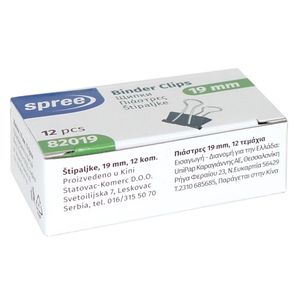 SPREE Kvačice za papir, 19 mm, crne,