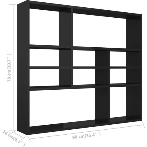 Zidna polica visoki sjaj crna 90 x 16 x 78 cm od iverice slika 31